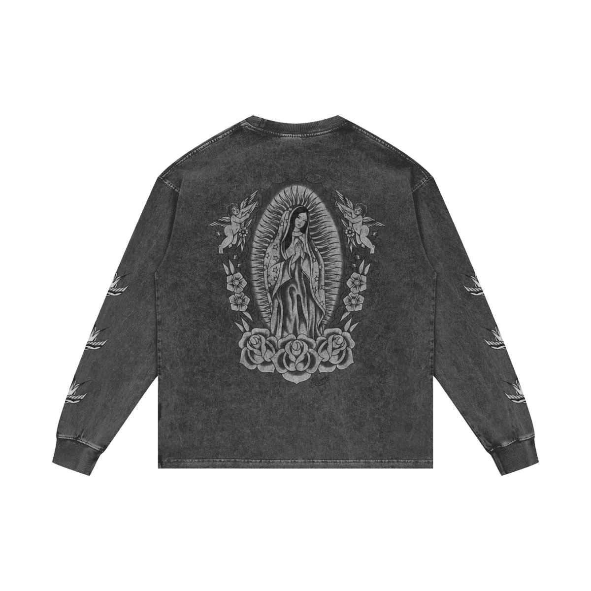 Acid Wash Oversize Long Sleeve Mother Mary