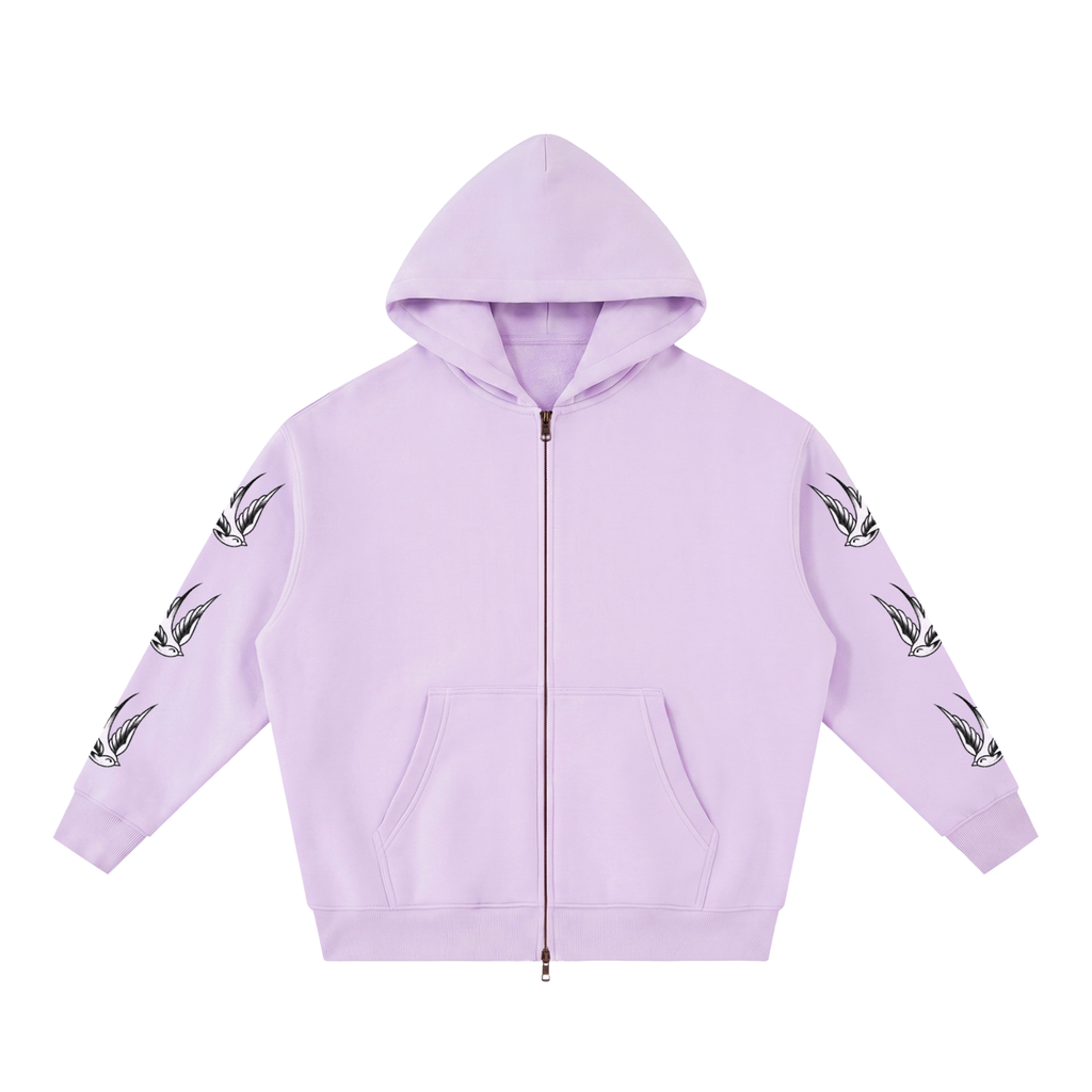 Mother Mary Oversized Fleece Boxy Zip Up Hoodie