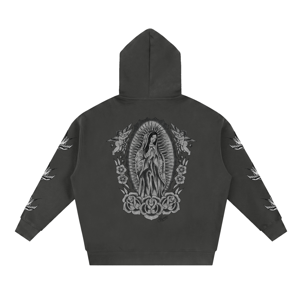 Mother Mary Oversized Fleece Boxy Zip Up Hoodie