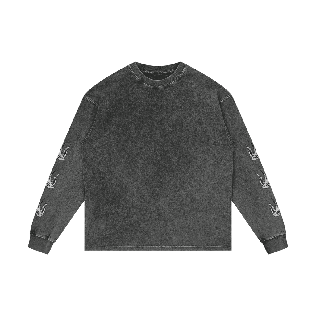 Acid Wash Oversize Long Sleeve Mother Mary